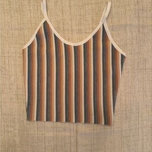 Y2K Boho Striped Crop Cami | Spaghetti Strap Festival Top